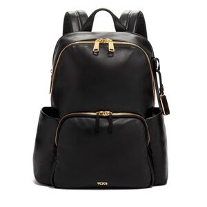 TUMI Black Leather Backpack- GUNMETAL hardware